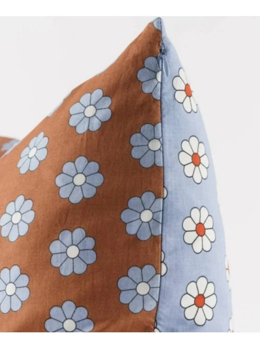 Baggu Daisy Throw Pillow Blue Orange 18